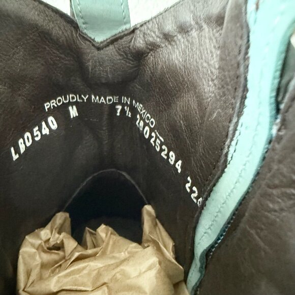 Lane COSSETTE Womens Cowboy Bootie 7.5 Blue Cowgirl Western Short Ankle Boots - Picture 11 of 13